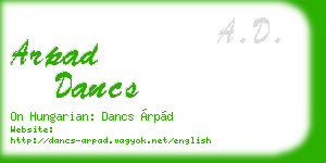 arpad dancs business card